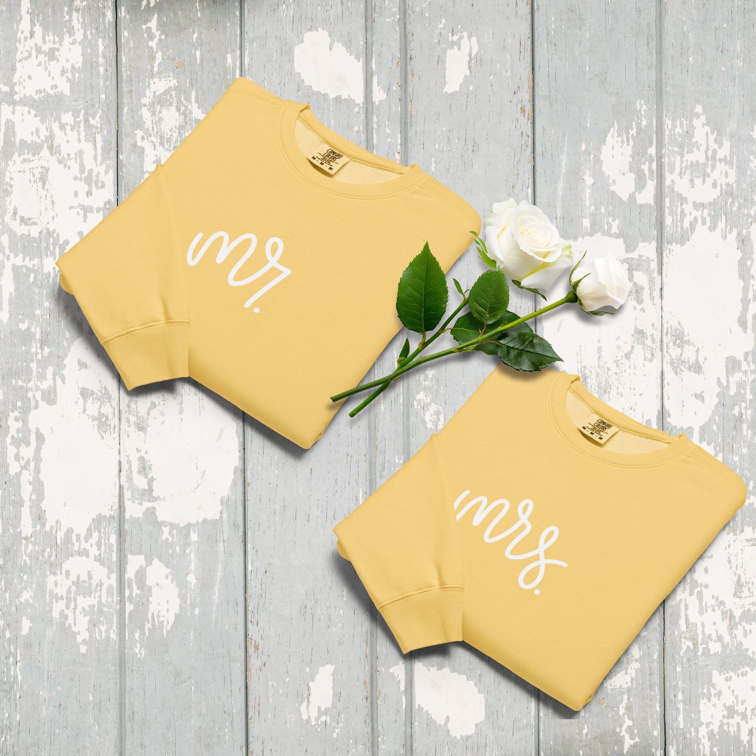 Mr &amp; Mrs Matching Unisex Fleece Crewneck Sweatshirt