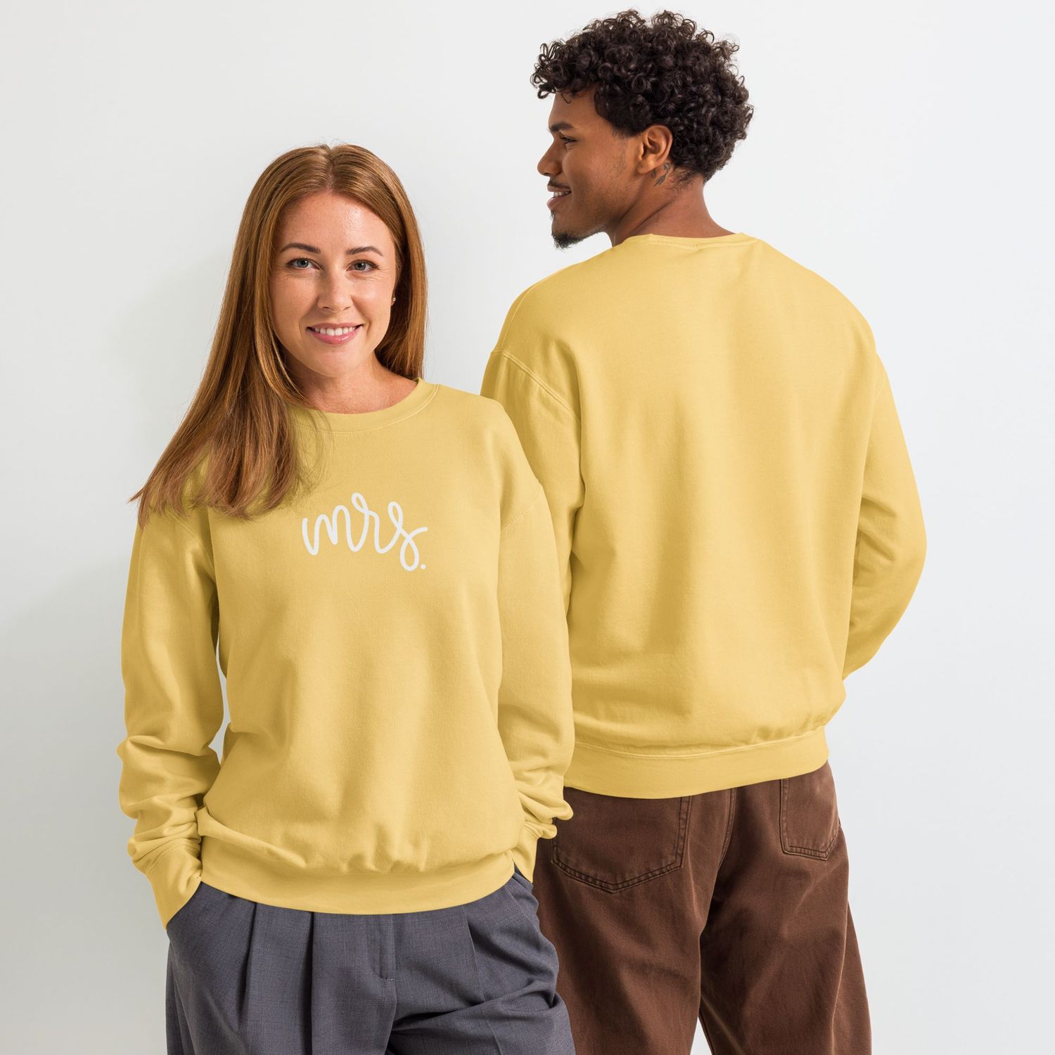 Mr &amp; Mrs Matching Unisex Fleece Crewneck Sweatshirt