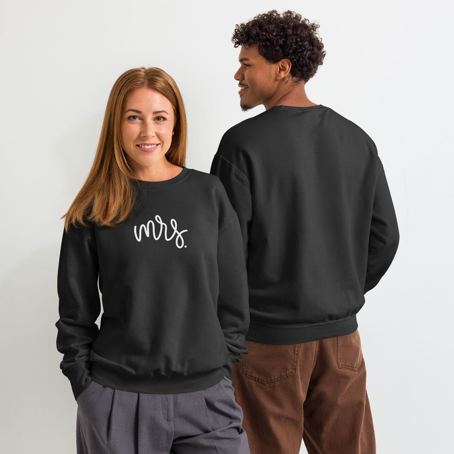 Mr &amp; Mrs Matching Unisex Fleece Crewneck Sweatshirt