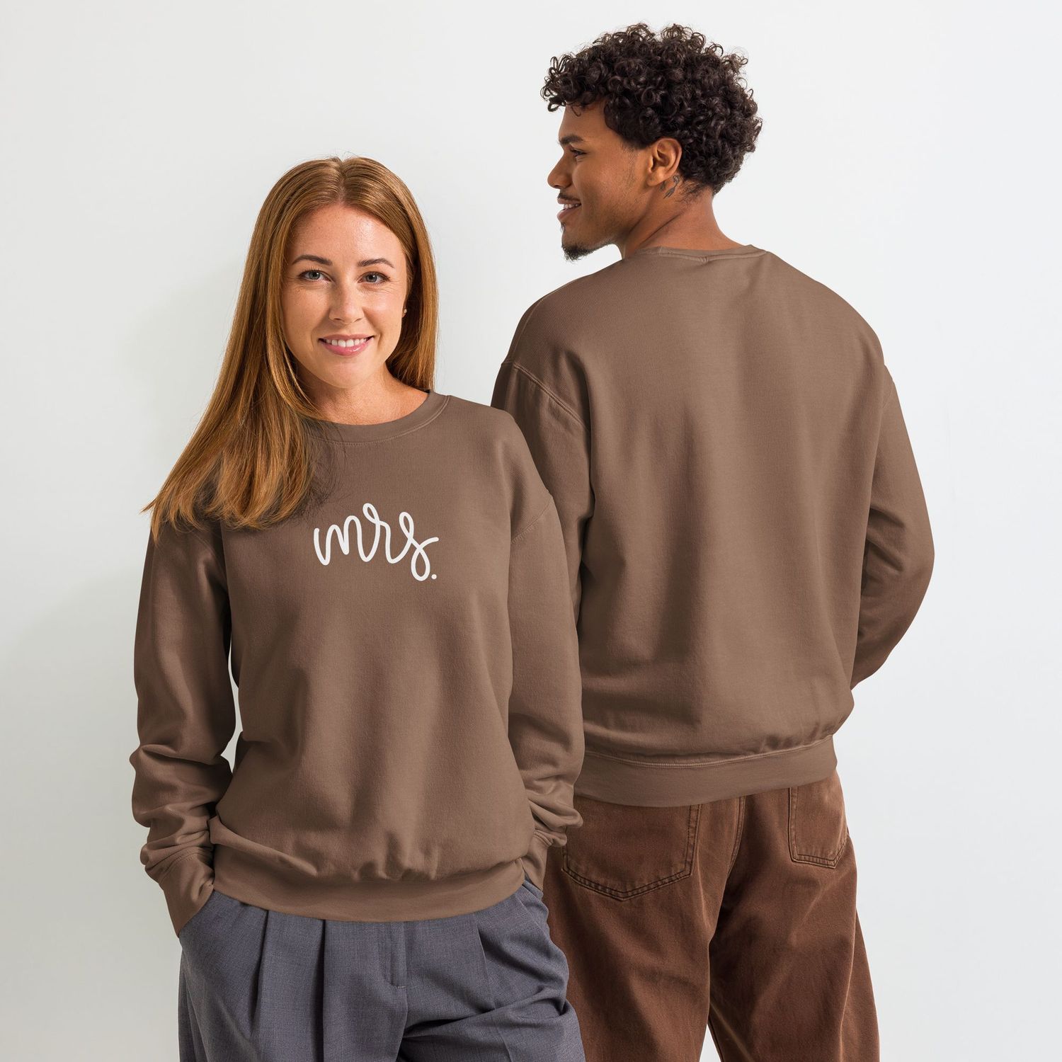 Mr &amp; Mrs Matching Unisex Fleece Crewneck Sweatshirt