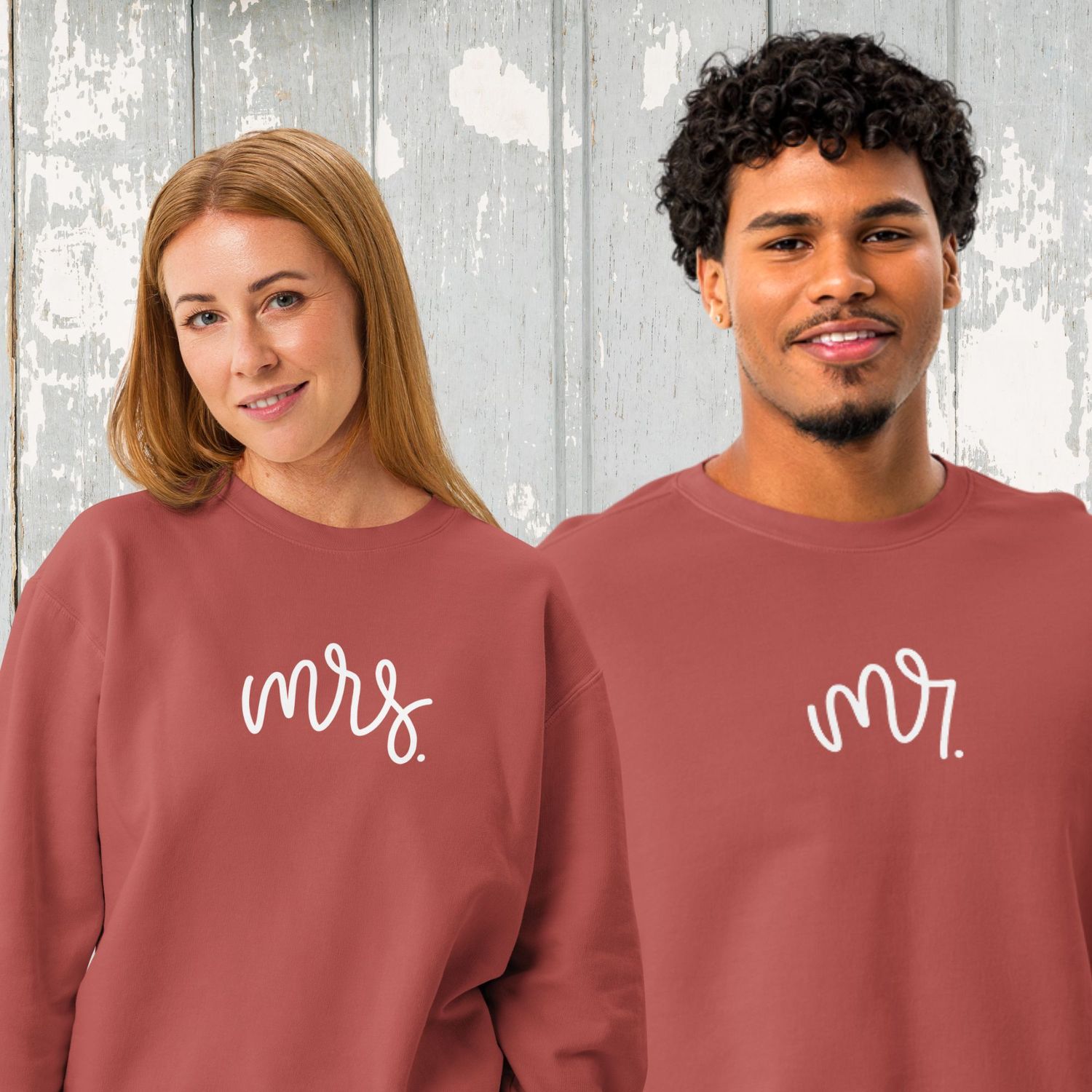 Mr &amp; Mrs Matching Unisex Fleece Crewneck Sweatshirt