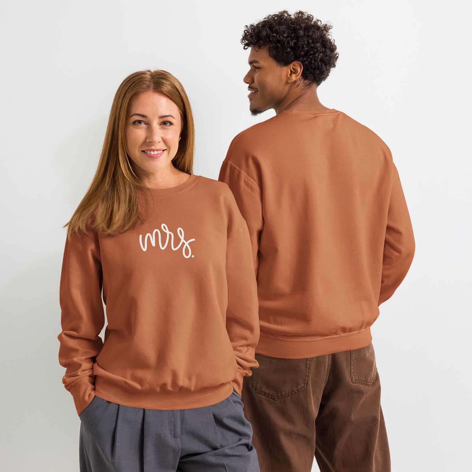 Mr &amp; Mrs Matching Unisex Fleece Crewneck Sweatshirt