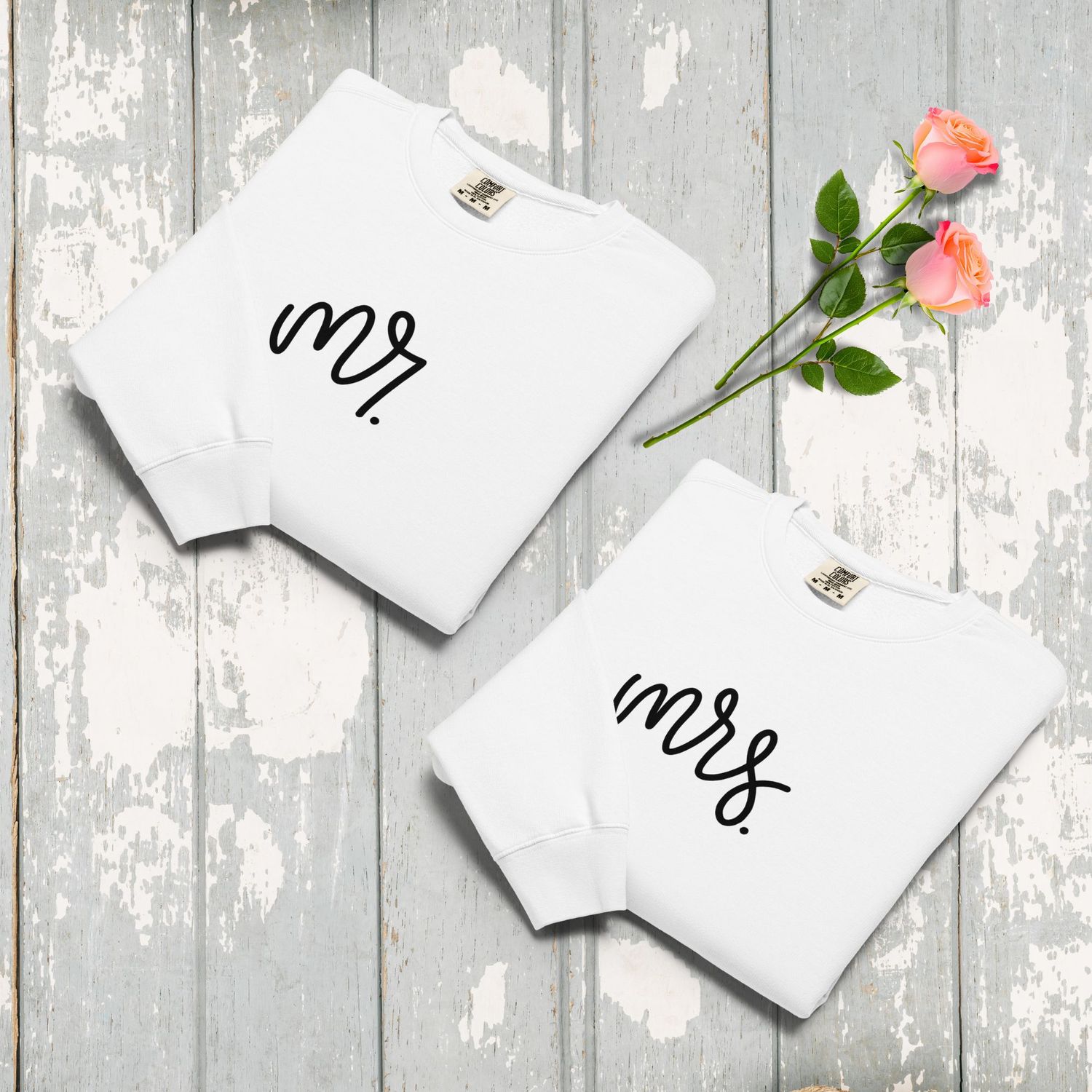 Mr &amp; Mrs Matching Unisex Fleece Crewneck Sweatshirt