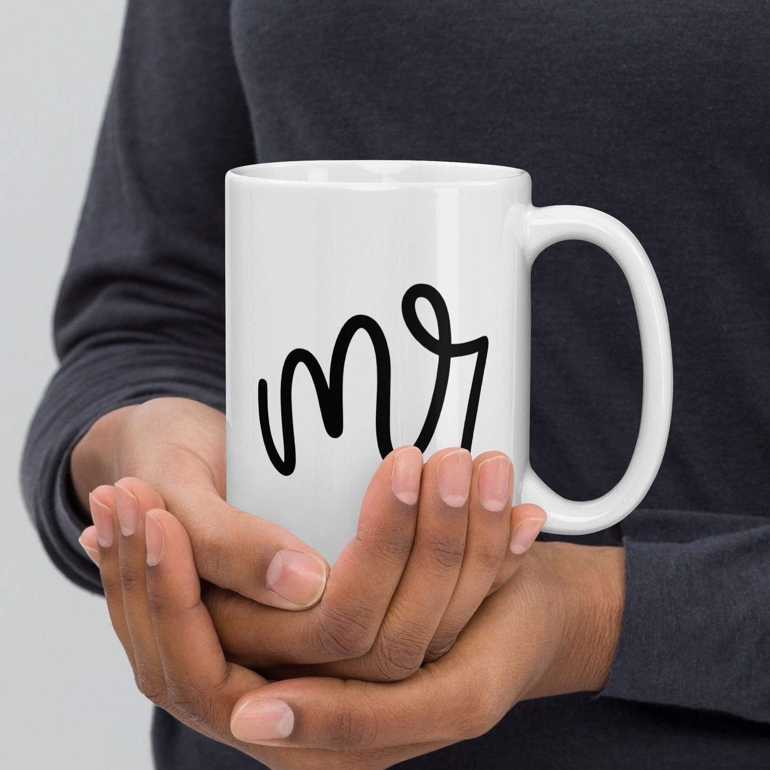 Mr &amp; Mrs White Glossy Mug. Matching Couples.