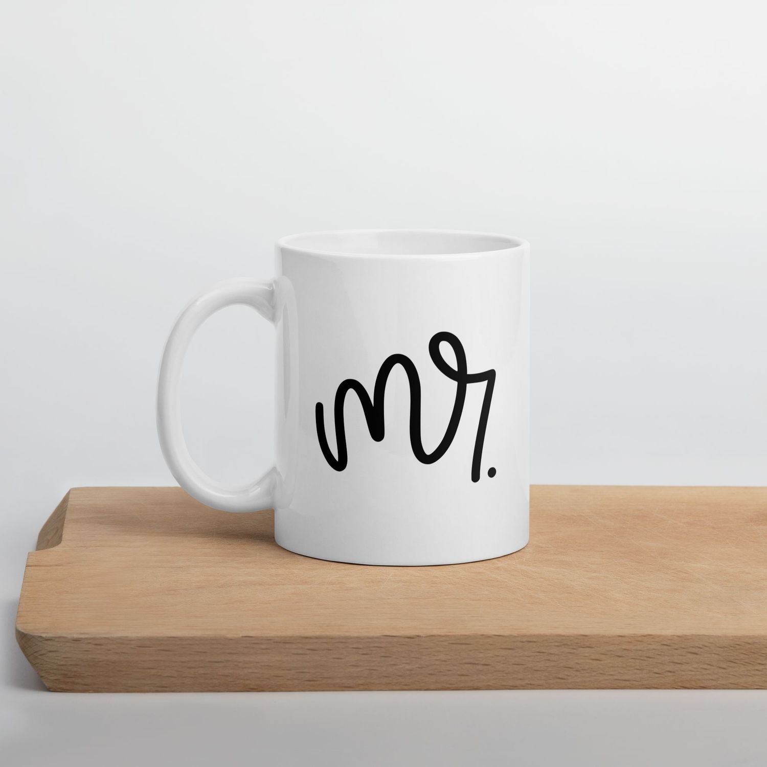 Mr &amp; Mrs White Glossy Mug. Matching Couples.