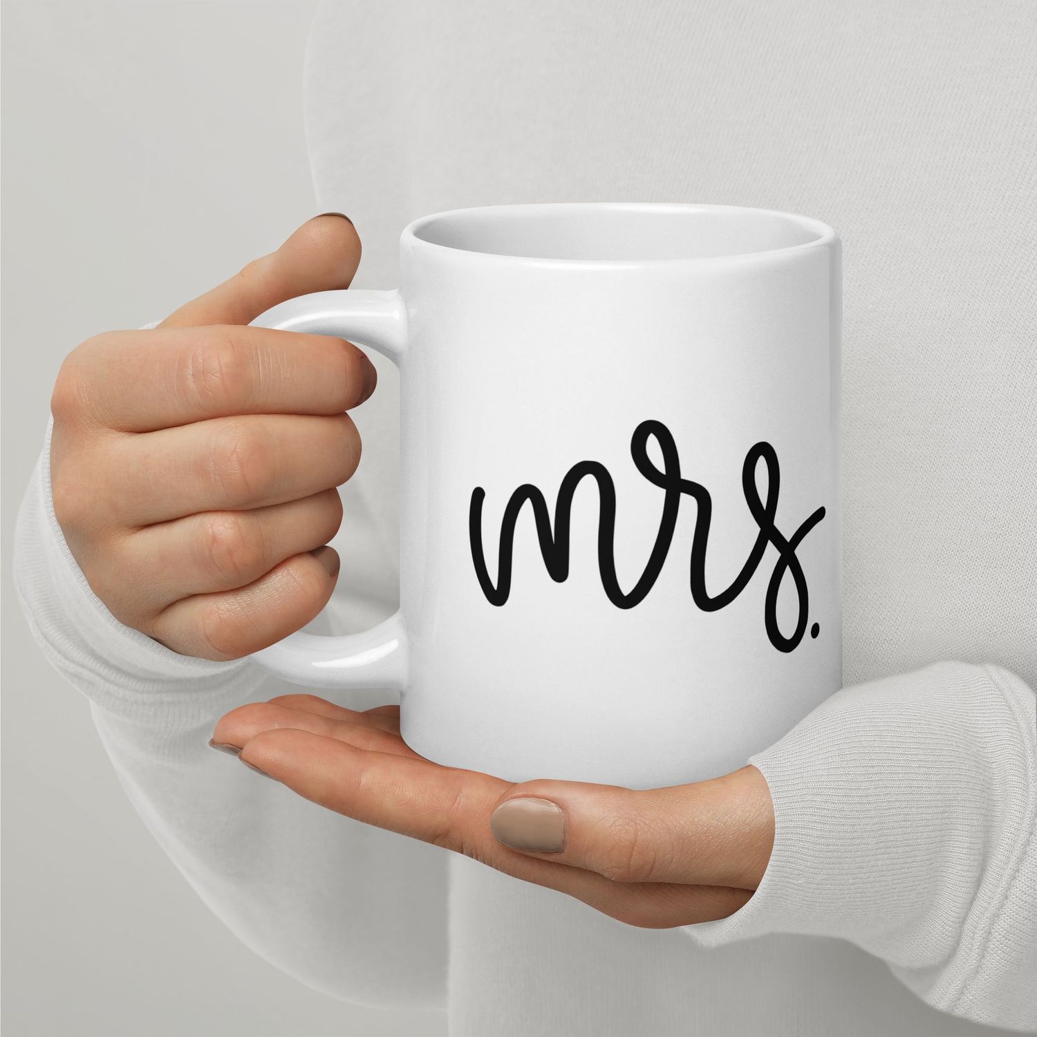 Mr &amp; Mrs White Glossy Mug. Matching Couples.