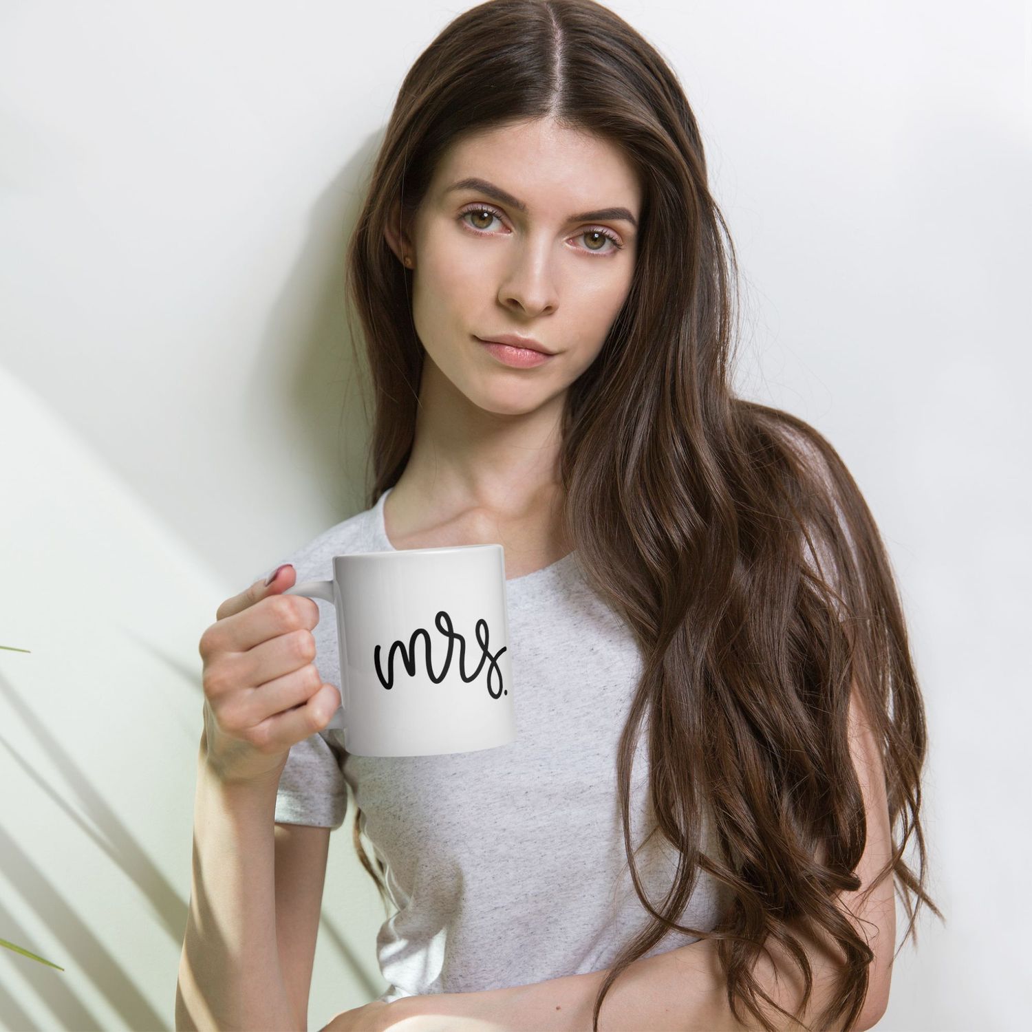 Mr &amp; Mrs White Glossy Mug. Matching Couples.