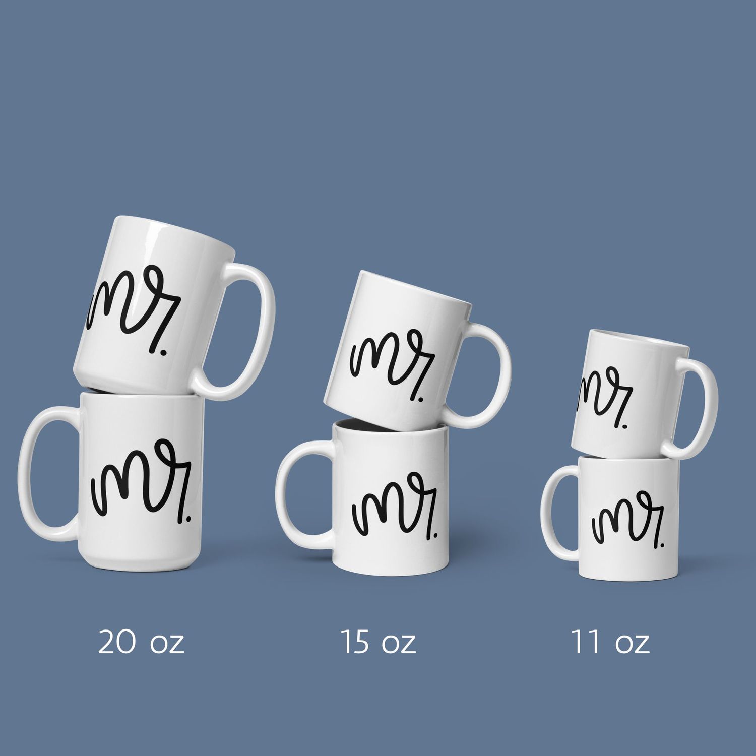 Mr &amp; Mrs White Glossy Mug. Matching Couples.