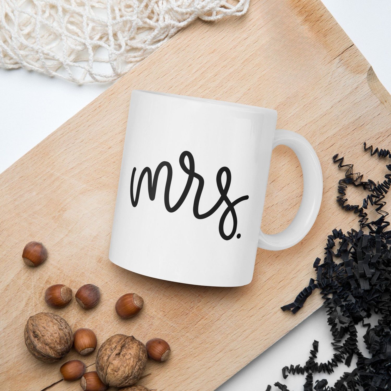Mr &amp; Mrs White Glossy Mug. Matching Couples.