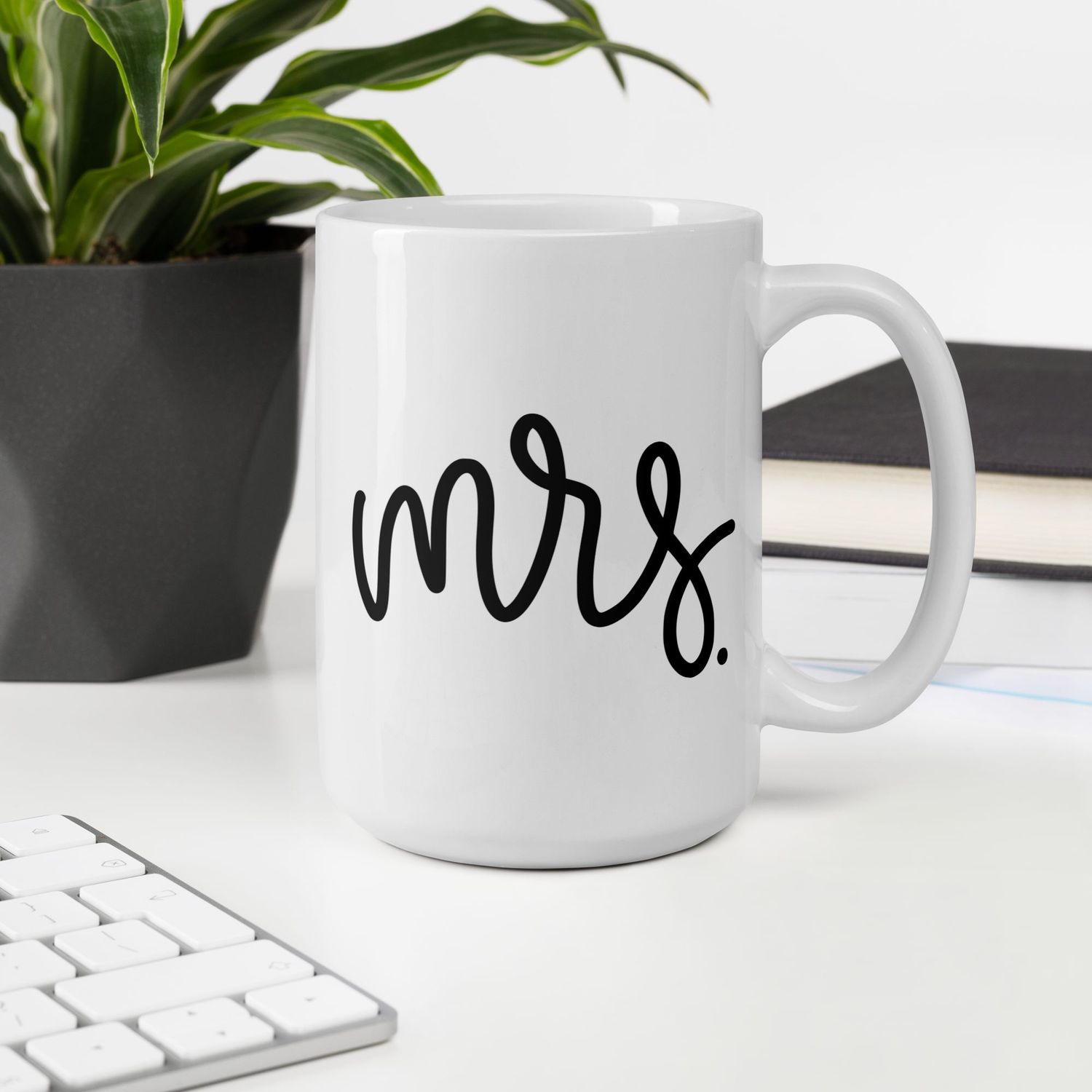 Mr &amp; Mrs White Glossy Mug. Matching Couples.