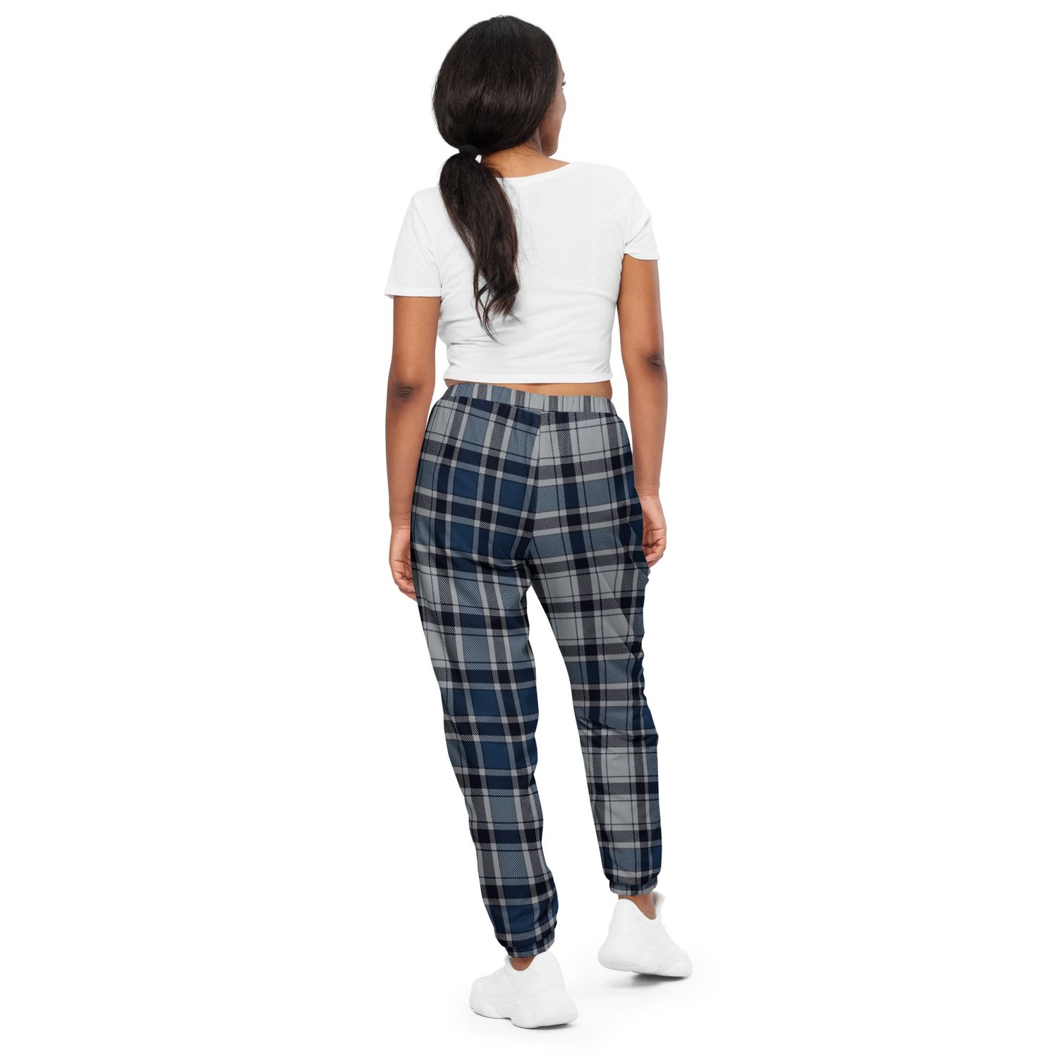 Blue &amp; Grey Tartan Track Pants | Unisex Streetwear Joggers