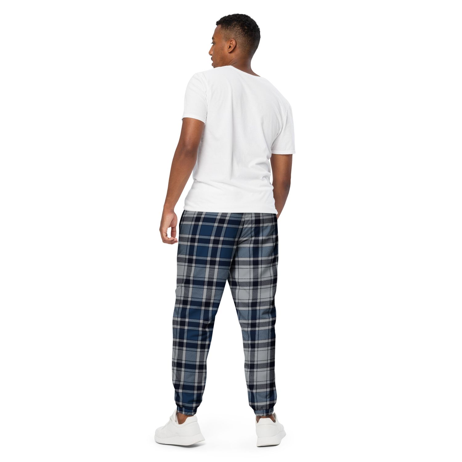 Blue &amp; Grey Tartan Track Pants | Unisex Streetwear Joggers