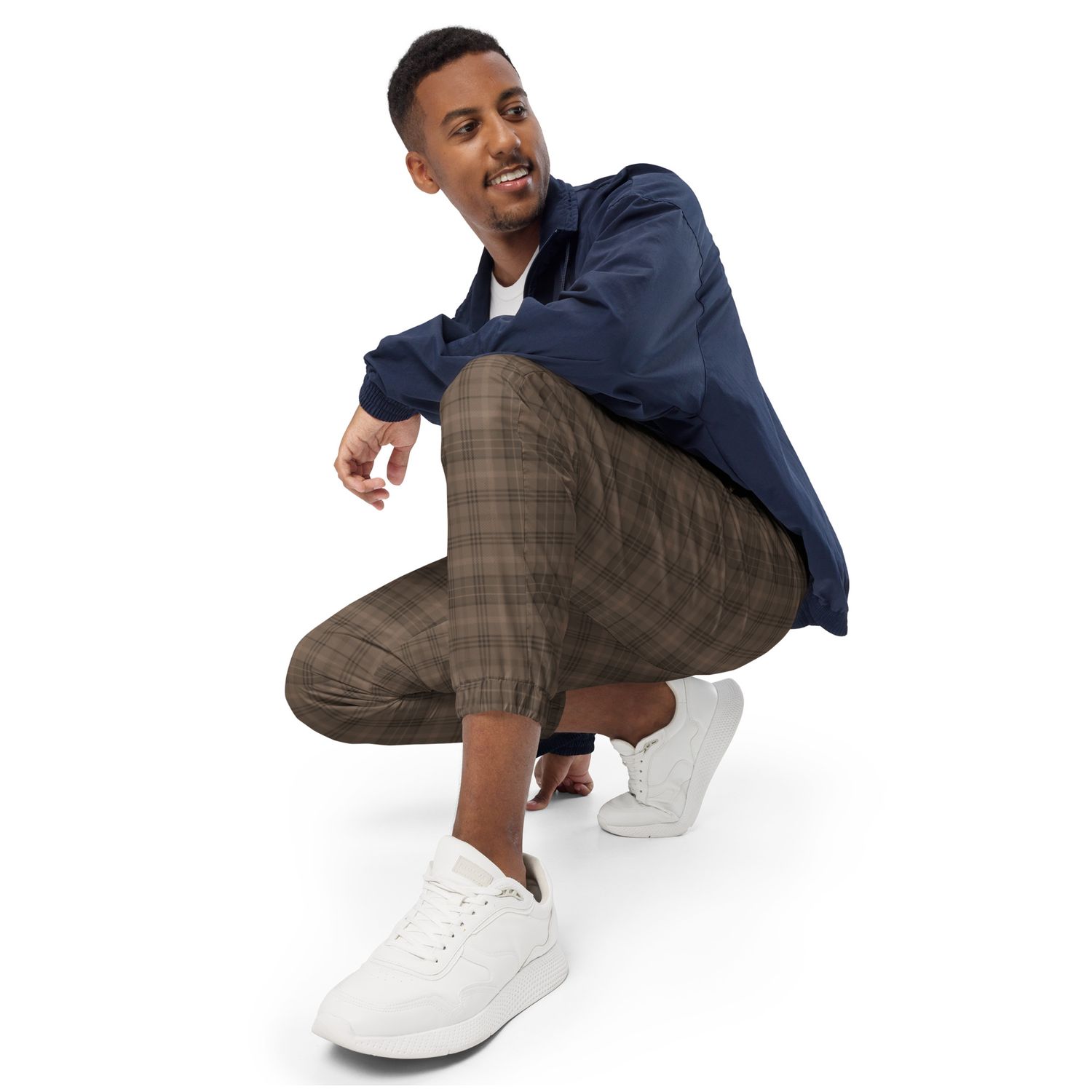 Tartan Plaid Unisex Track Pants. Brown Checkered Pants