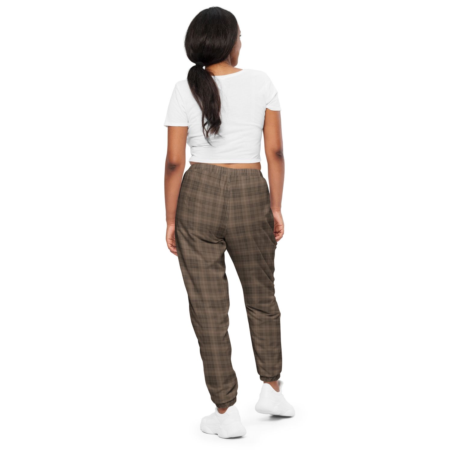 Tartan Plaid Unisex Track Pants. Brown Checkered Pants