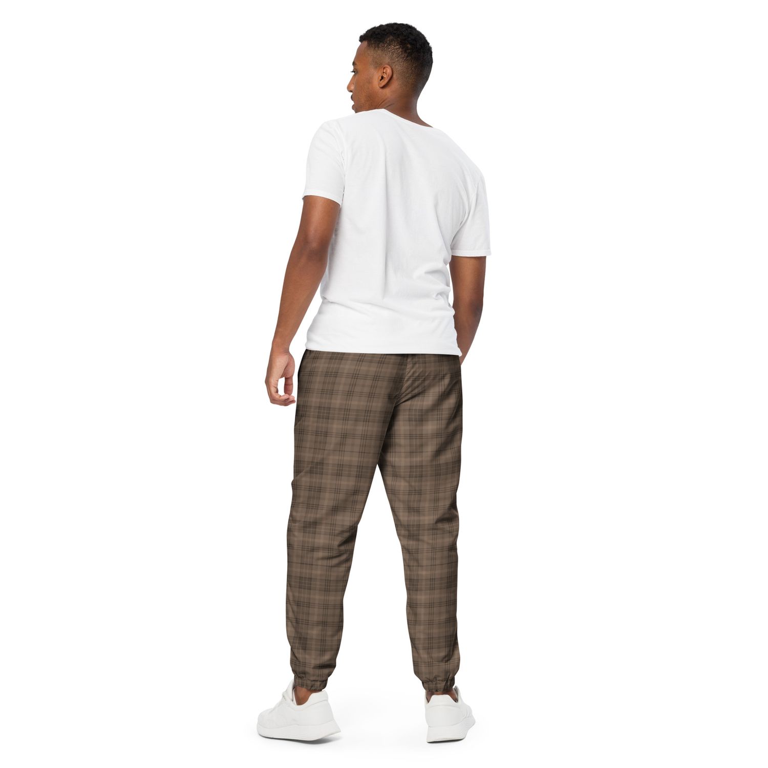Tartan Plaid Unisex Track Pants. Brown Checkered Pants