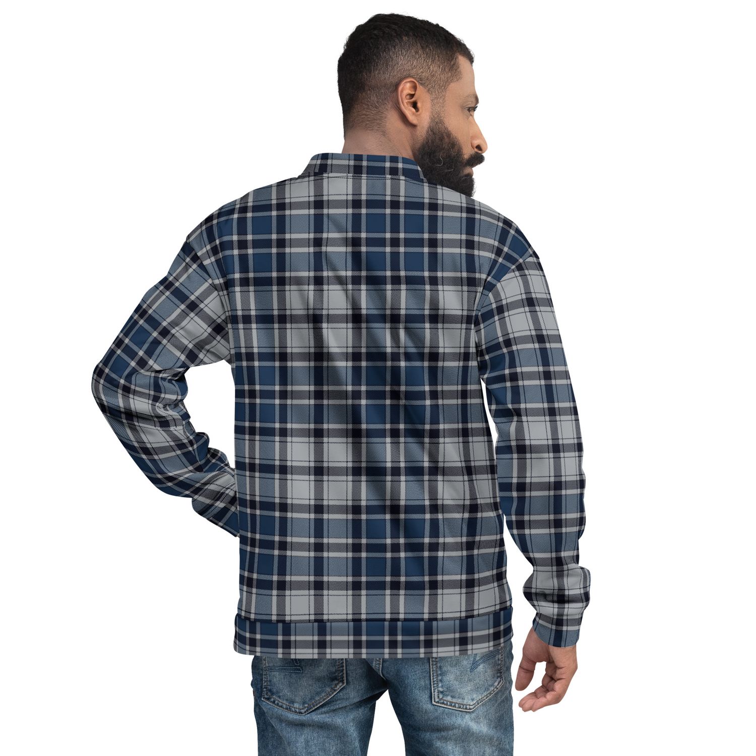 Plaid Tartan Bomber Jacket – Unisex Fleece-Lined Fashion Jacket