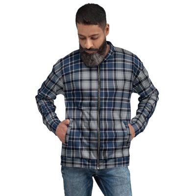 Plaid Tartan Bomber Jacket – Unisex Fleece-Lined Fashion Jacket