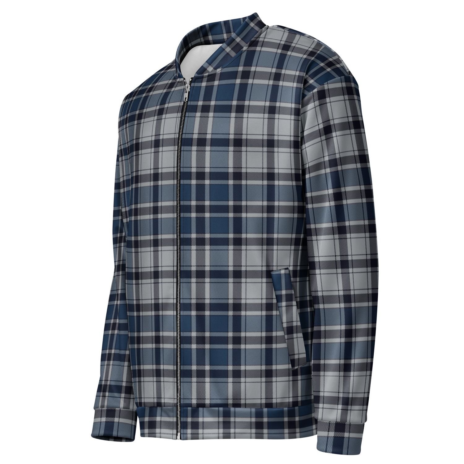 Plaid Tartan Bomber Jacket – Unisex Fleece-Lined Fashion Jacket
