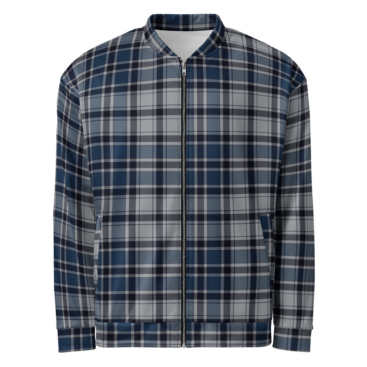 Plaid Tartan Bomber Jacket – Unisex Fleece-Lined Fashion Jacket