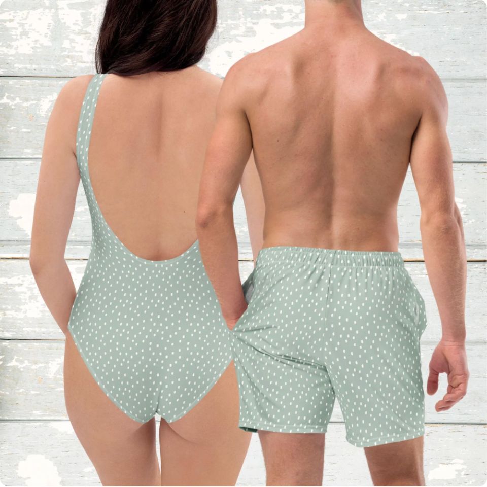 Polka Dot Matching Couples Swimsuits