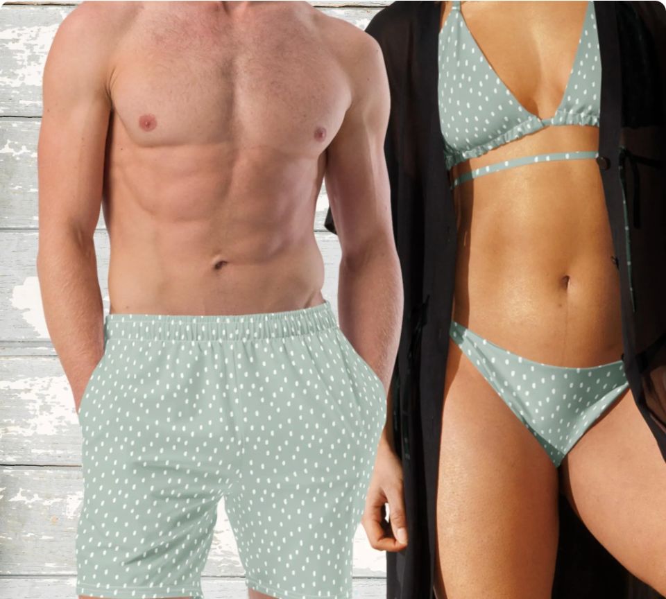 Polka Dot Matching Couples Swimsuits