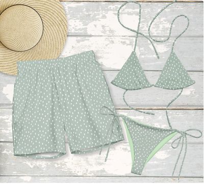 Polka Dot Matching Couples Swimsuits