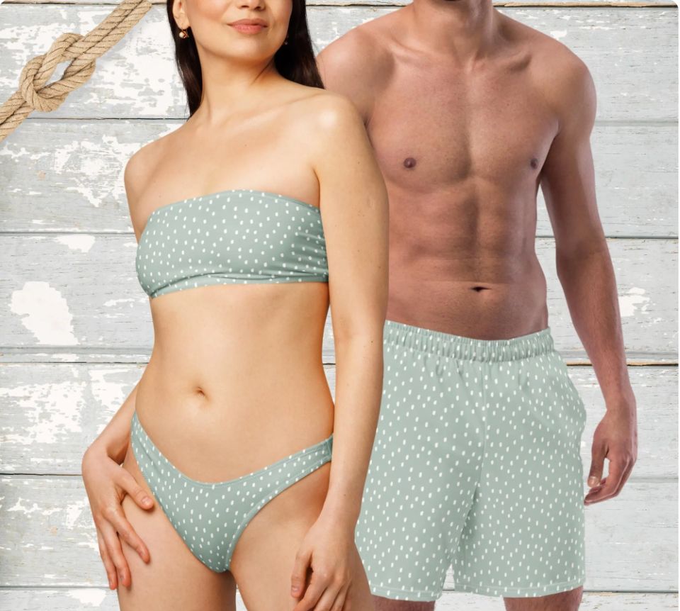 Polka Dot Matching Couples Swimsuits