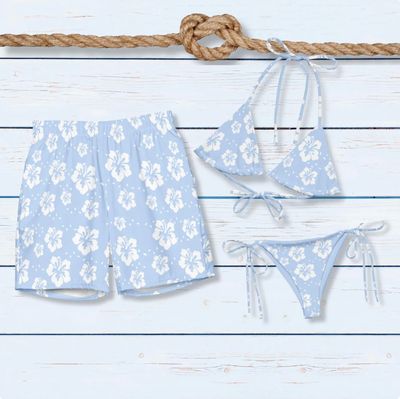 Matching Couples Floral Swimsuits. UP50 Sun Protection