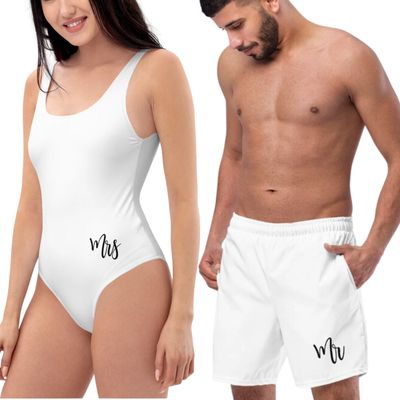 Honeymoon Couples Mr &amp; Mrs Swimsuits.