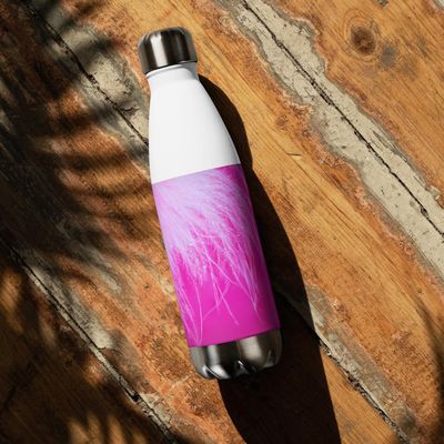 Insulated Stainless Steel Water Bottle with Feather Design - 17oz Leak-Proof Thermal Flask. Keeps Drinks Cold or Hot for hours.