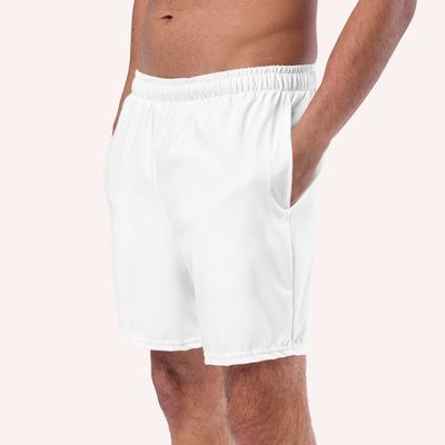 Men's White UP50+ Swim Trunks.