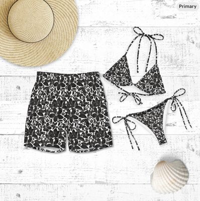 Romantic His and Hers Tropical Swimsuits