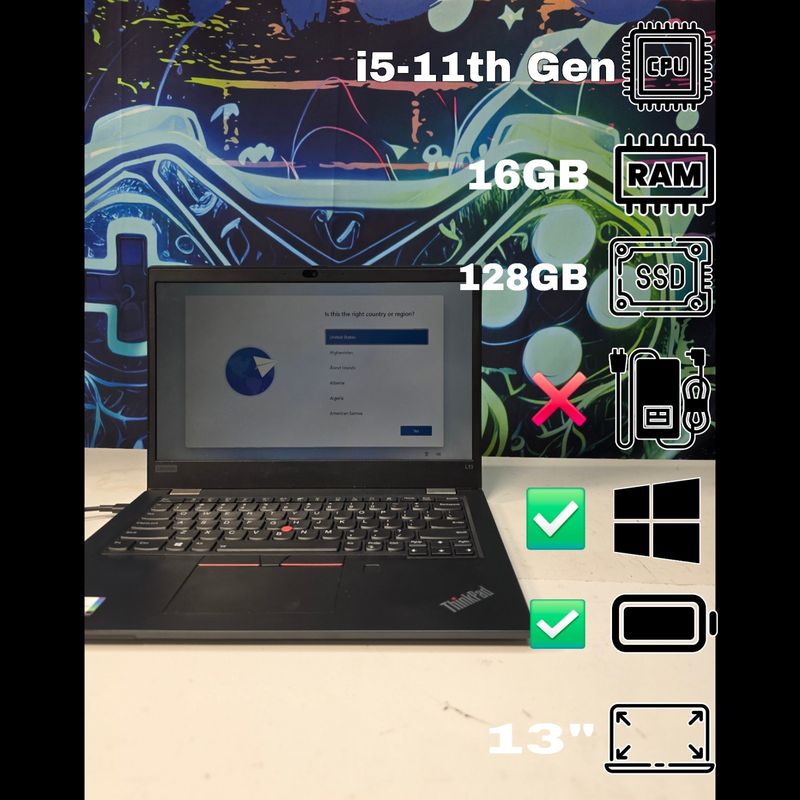 Lenovo ThinkPad L13 | i5 11th Gen | 16GB RAM | 128GB SSD | Windows 11 Pro