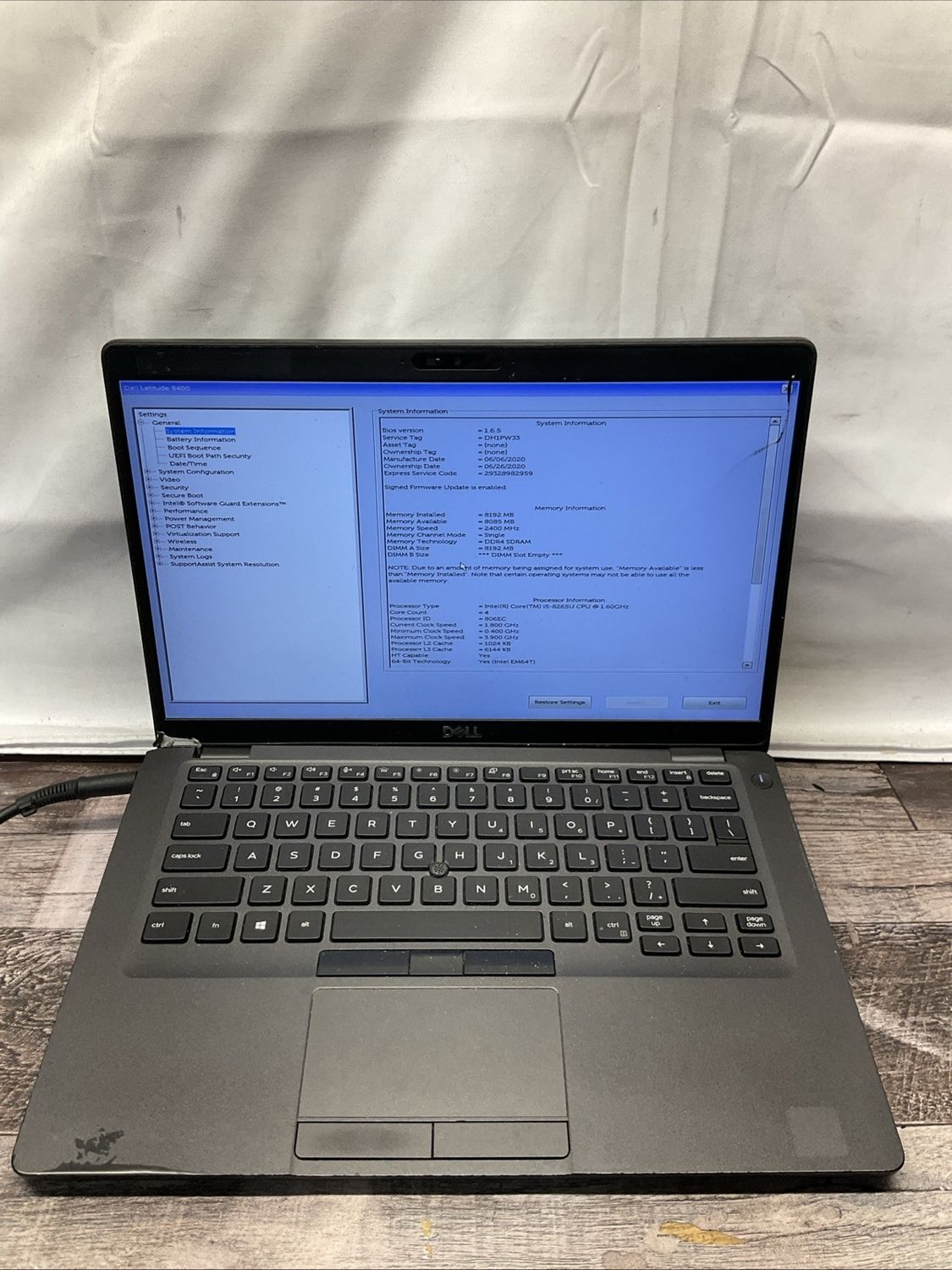 Dell Latitude 5400 Laptop | Intel Core i5 8th Gen | 8GB RAM | NO SSD | For Parts or Repair