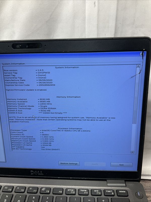 Dell Latitude 5400 Laptop | Intel Core i5 8th Gen | 8GB RAM | NO SSD | For Parts or Repair