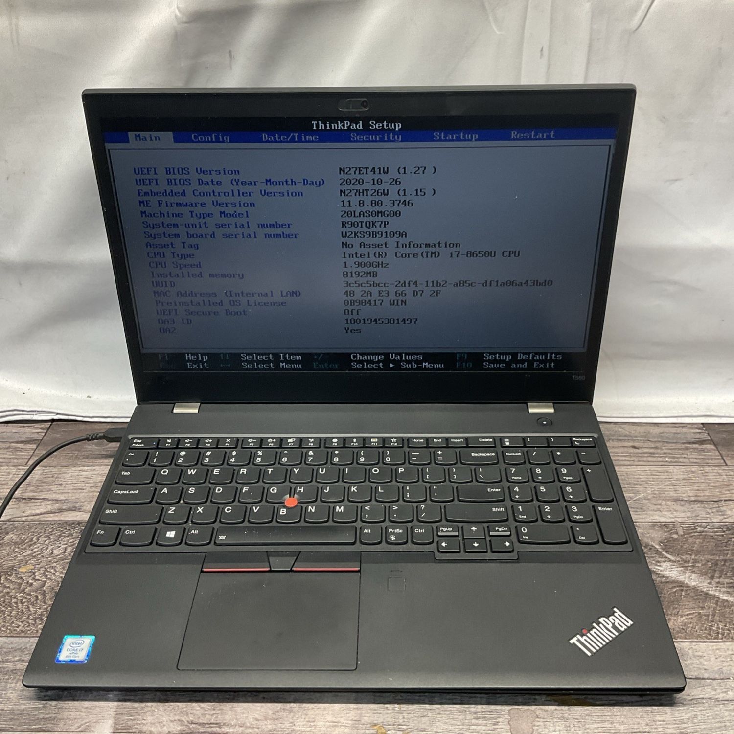Lenovo ThinkPad T580 Laptop | Intel Core i7 8th Gen | 8GB RAM | NO SSD | For Parts or Repair