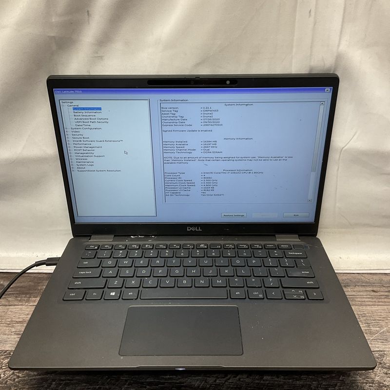 Dell Latitude 7310 Laptop | Intel Core i7 10th Gen | 16GB RAM | NO SSD | For Parts or Repair
