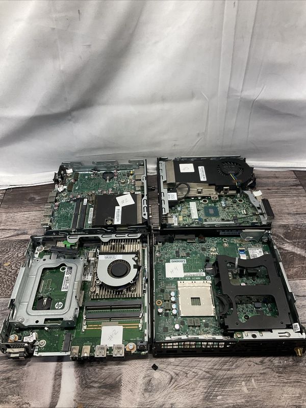 Lot of 4 Mini Desktop PCs | HP EliteDesk 800 G2 | HP 260 G2 | Lenovo M710q | Lenovo M75q Gen 2 | For Parts or Repair