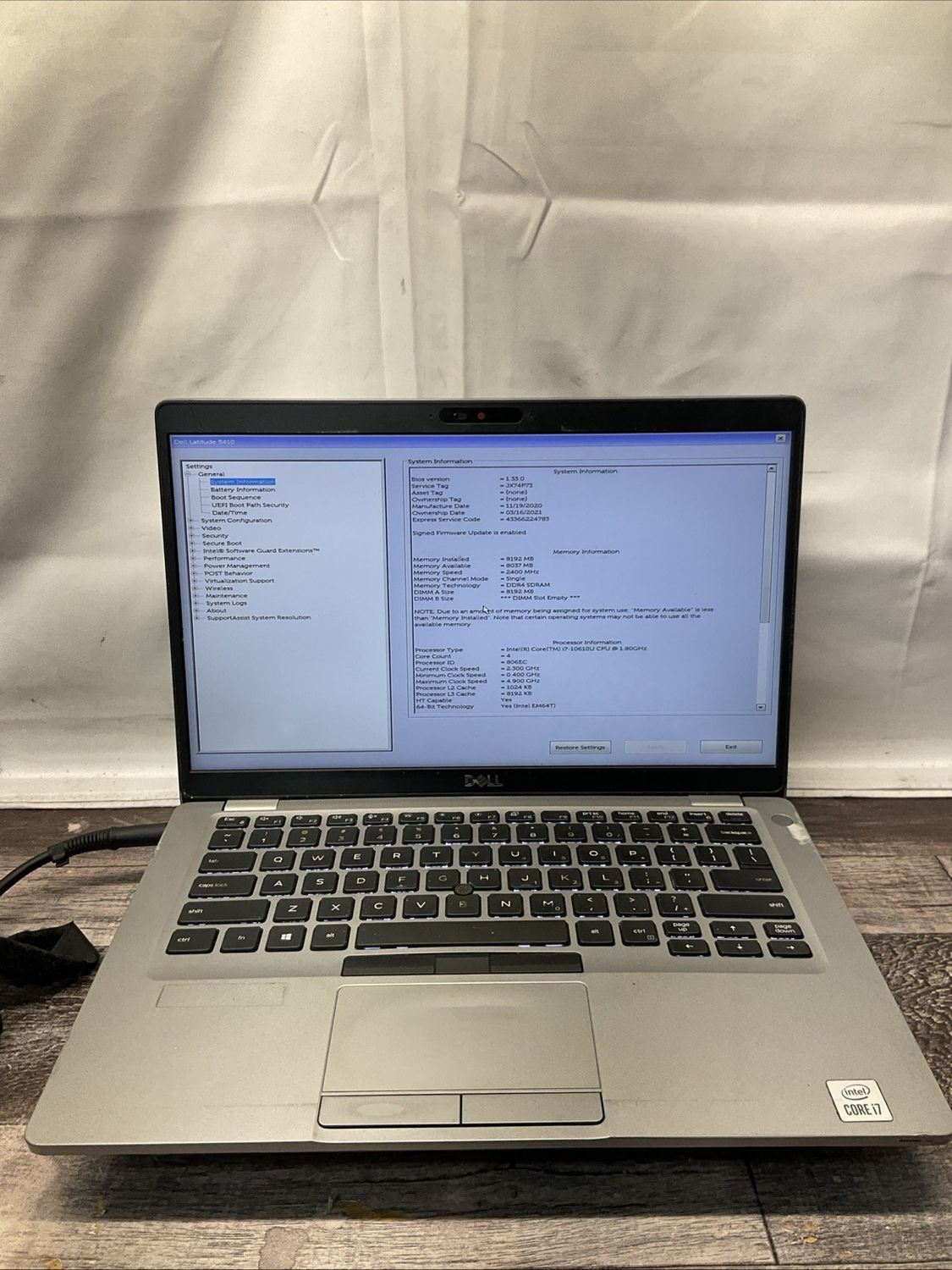 Dell Latitude 5410 Laptop | Intel Core i7 10th Gen | 8GB RAM | NO SSD | For Parts or Repair