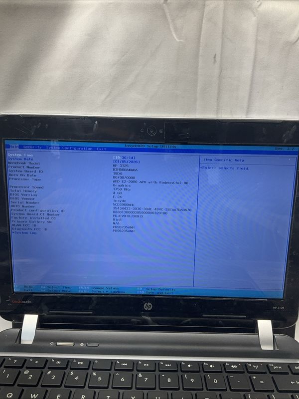 HP 3125 Laptop | AMD E2-2000 | 4GB RAM | NO SSD | For Parts or Repair
