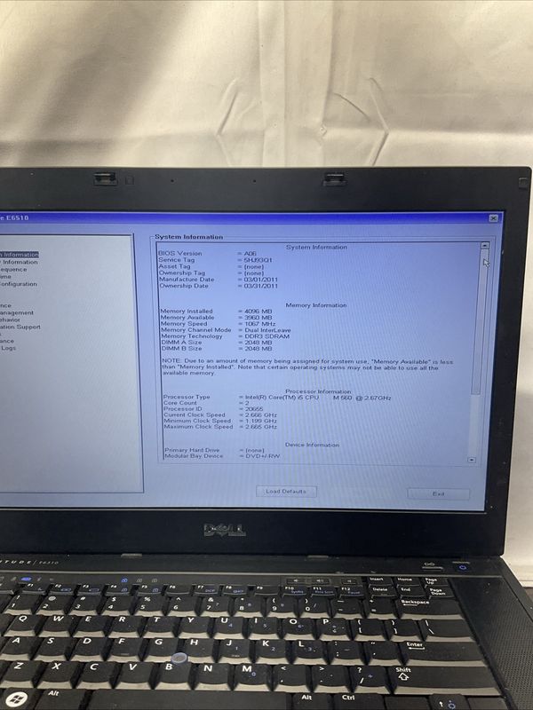 Dell Latitude E6510 Laptop | Intel Core i5 M560 1st Gen | 4GB RAM | NO SSD | For Parts or Repair