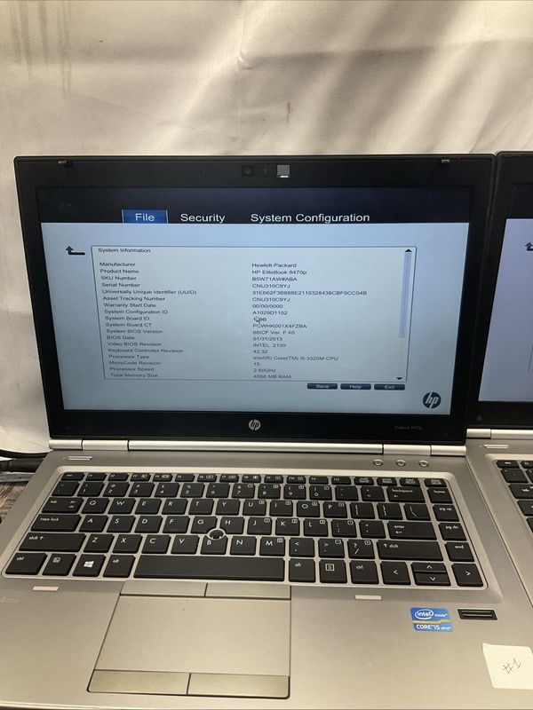 Lot of 2 Laptops HP EliteBook 8470p | Intel Core i5 3rd Gen &amp; 2nd Gen | 4GB RAM Each | NO SSD | For Parts or Repair