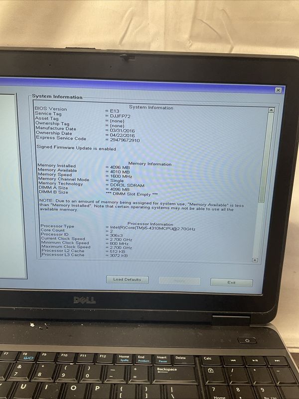 Dell Latitude E6540 Laptop | Intel Core i5 4th Gen | 4GB RAM | NO SSD | For Parts or Repair