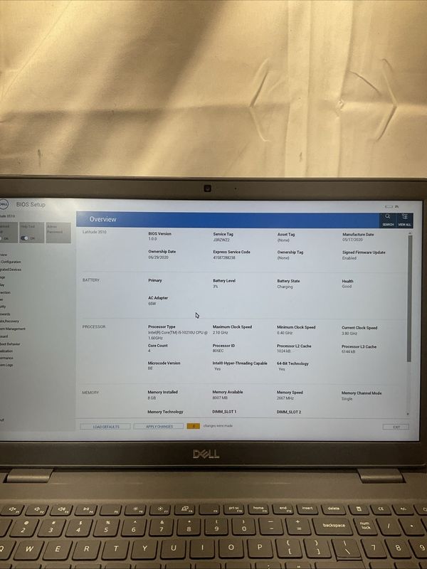 Dell Latitude 3510 Laptop | Intel Core i5 10th Gen | 8GB RAM | NO SSD | For Parts or Repair
