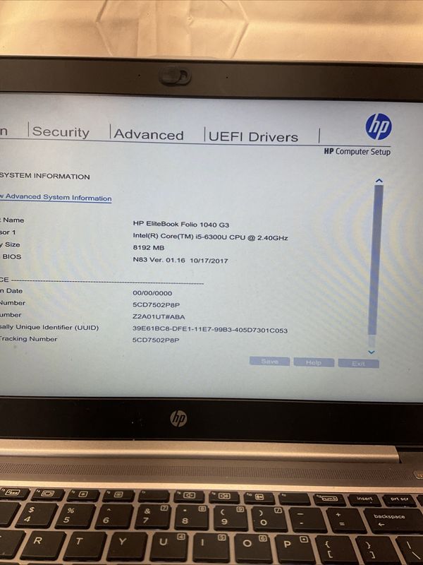 HP Elite Folio 1040 G3 Laptop | Intel Core i5 6th Gen | 8GB RAM | NO SSD | For Parts or Repair
