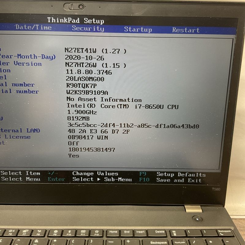 Lenovo ThinkPad T580 Laptop | Intel Core i7 8th Gen | 8GB RAM | NO SSD | For Parts or Repair