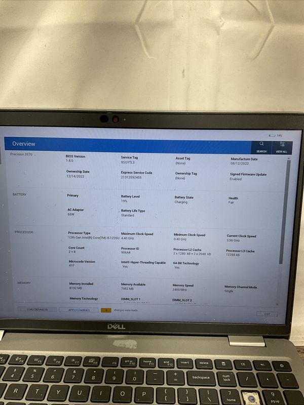 Dell Precision 3570 Laptop | Intel Core i5 12th Gen | 8GB RAM | NO SSD | Broken Hinges | For Parts or Repair