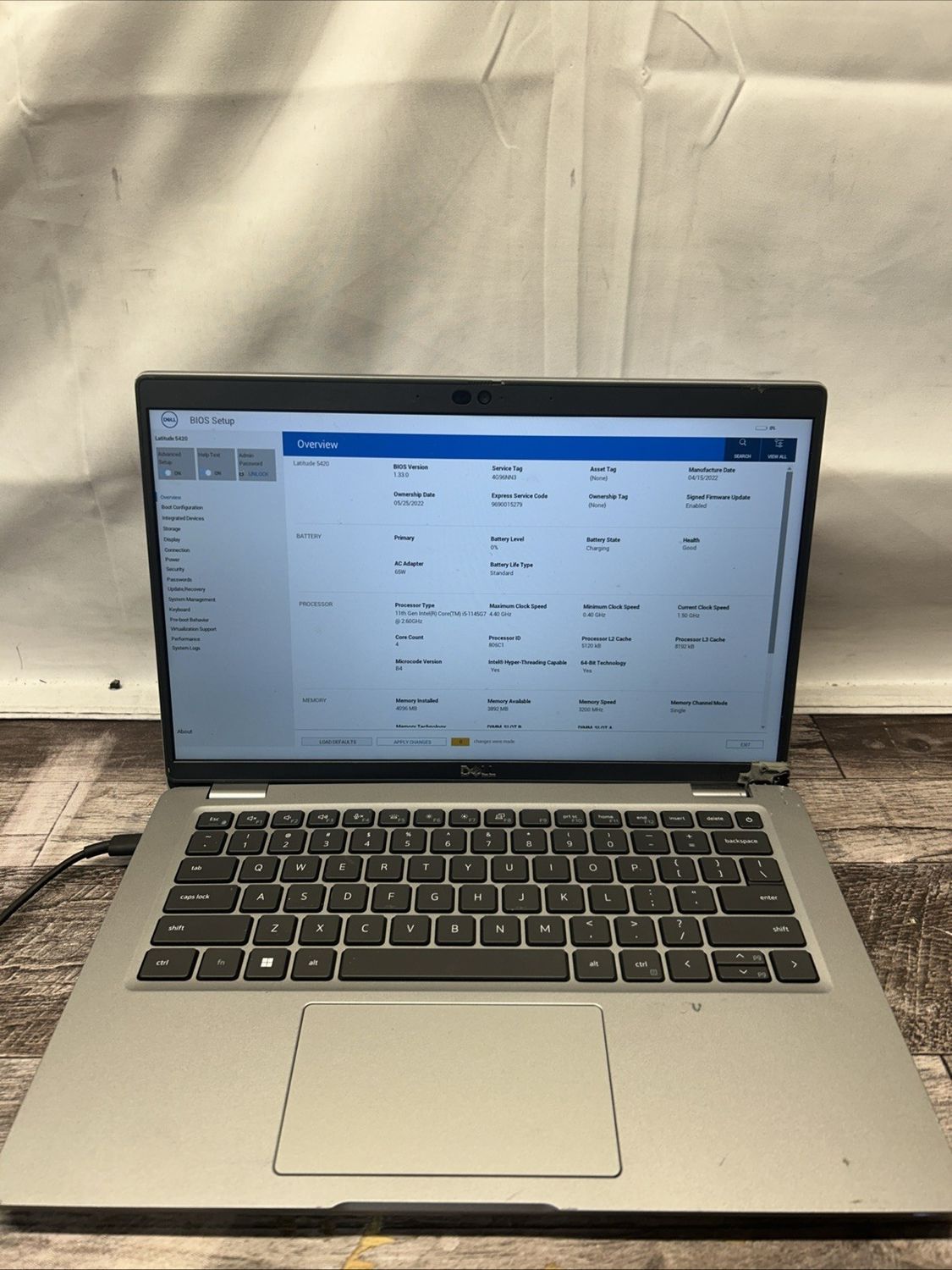 Dell Latitude 5420 Laptop | Intel Core i5 11th Gen | 4GB RAM | NO SSD | BIOS Locked | For Parts or Repair