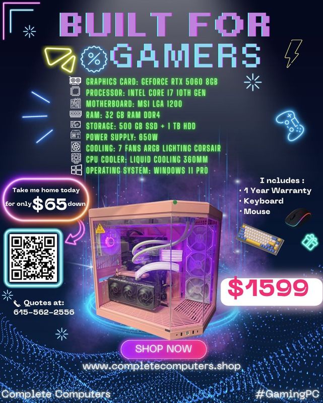 Gaming PC | i7 10th Gen | RTX 5060 8GB | 32GB RAM | 500GB SSD + 1TB HDD