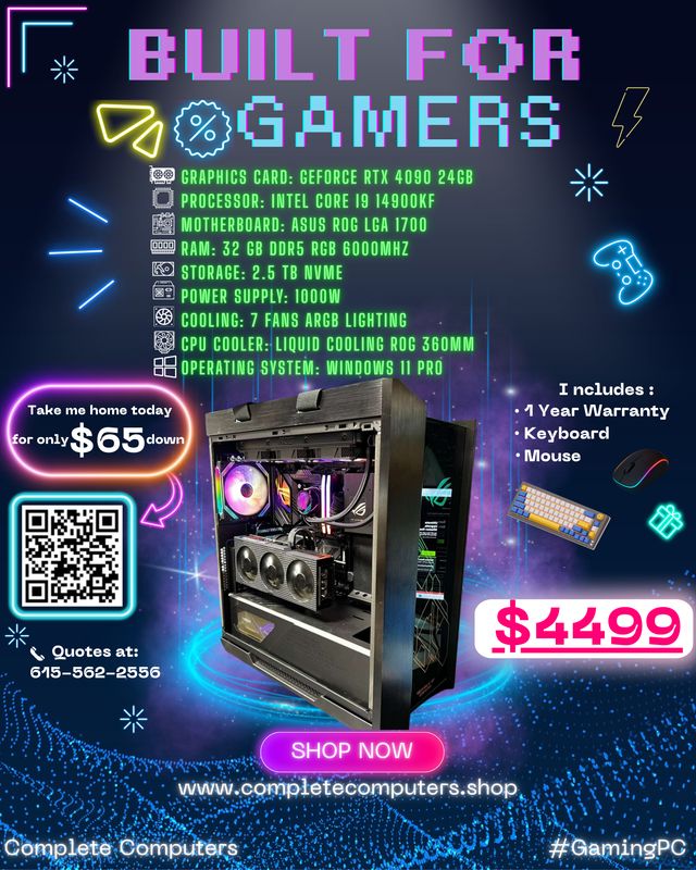 Gaming PC | RTX 4090 24GB | i9-14900KF | 32GB DDR5 | 2.5TB NVMe